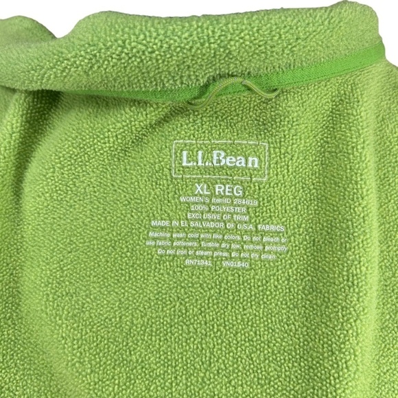 L.L. Bean Women's Lime Green Fleece Full Zip Jacket Size XL - Picture 4 of 9
